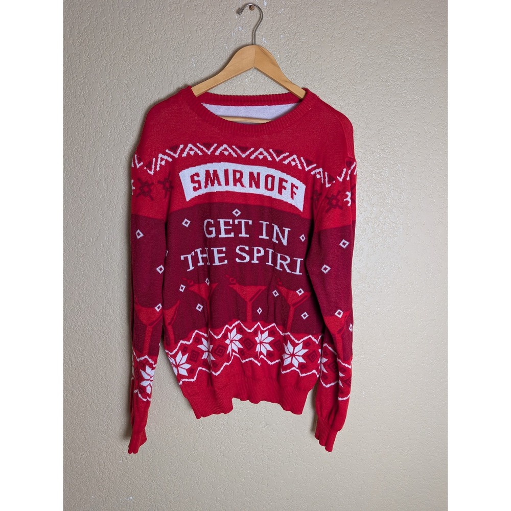 Smirnoff Medium Red Ugly Christmas Sweater Get In The Spirit Cocktail Y2K